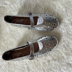 Silver Mary Jane Flats